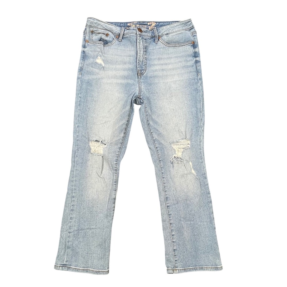 Seven7 Light Wash Distressed Straight Leg Fashion Jean Women Size 8